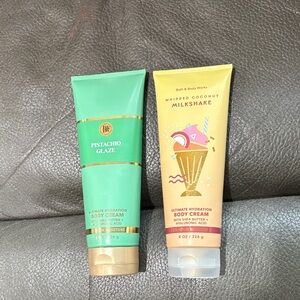 Bath and body works body cream in pistachio glaze and whipped coconut milkshake